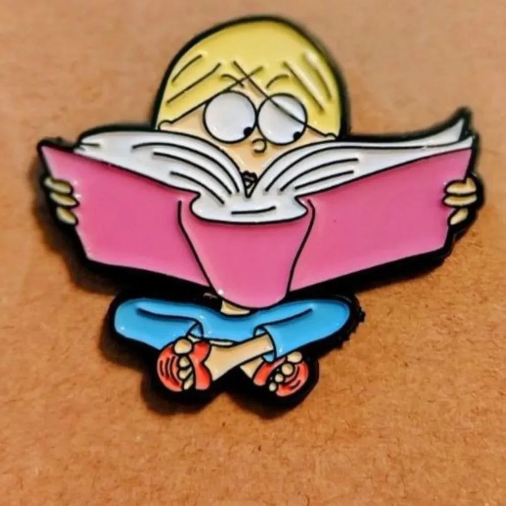 Lizzie McGuire Blonde Cartoon Girl Reading Book Enamel Pin - Nostalgic Accessory